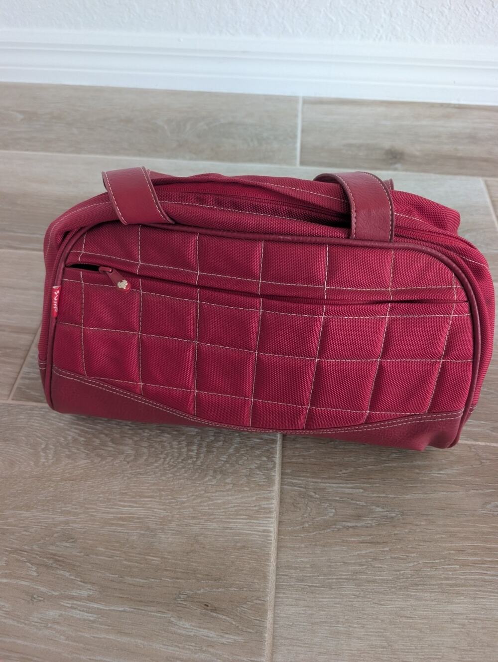 Vintage Sumo Red Quilted Small Duffel , Gym, Travel , Weekend Bag